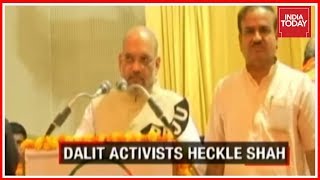 Amit Shah Cornered By Dalit Activists In Mysuru Over BJP MP, Hegde's Anti-Dalit Comment