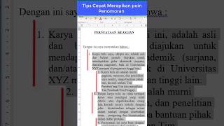 Cara Merapikan Poin Penomoran Teks Numbering di Microsoft word