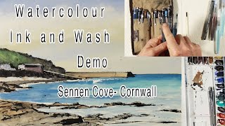 A Watercolour Ink and Wash Tutorial -Sennen Cove - Cornwall