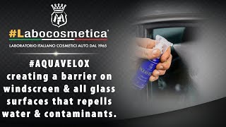 #Labocosmetica #AQUAVELOX creates a sealing water repellent coating on glass surfaces on your car.