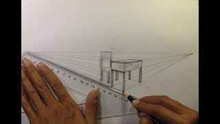 How To Draw School Desks and Chair in Two Point Perspective