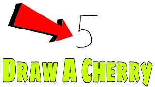 How To Draw A Cherry From Number 5 Easy Step by Step.चेरी का चित्र कैसे बनाए