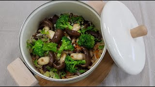 🥗🍲日式松茸什錦釜飯🥗🍲 ｜蔬食什錦飯也能這麼高調，關鍵飯醬超簡單｜香菇香椿醬、有機味噌高湯、有機鹽麴｜蔬食超簡單料理｜