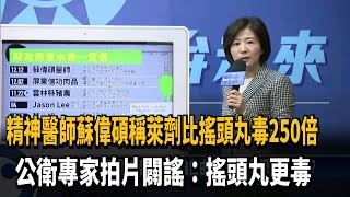 蘇偉碩稱萊劑比搖頭丸毒250倍 公衛專家闢謠－民視新聞