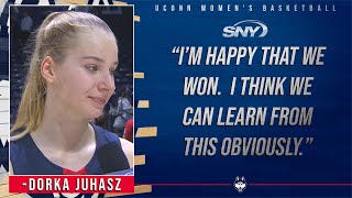 Dorka Juhasz on 18 point, 17 rebound performance vs. Xavier | UConn Press Conference | SNY