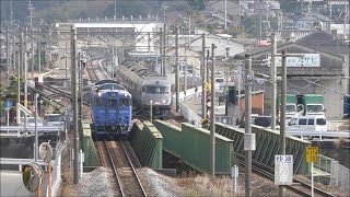 長崎本線喜々津駅　長与・市布経由の下り2列車同時進入