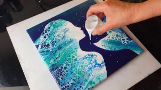 Mermaid Swipe Tutorial - Acrylic Pouring | Calming Painting ABcreative (ASMR)