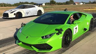 2500hp GTR Takes on 2500hp UGR Lambo - EPIC BATTLE!