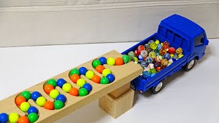 Marble Run Race ☆ HABA Slope \u0026 TOYOTA Forklift, Blue Truck