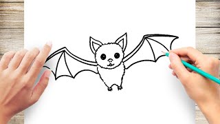 How to Draw  a Cute Cartoon Bat