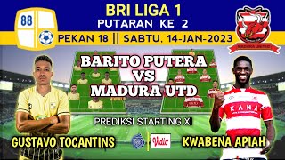 Skuad BARITO PUTRA VS MADURA United - Prediksi Starting XI - Jadwal Bri Liga 1 Terbaru