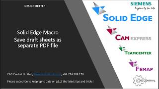 Save solid edge draft sheets as individual pdf's