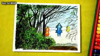 Lamp Hanging From Tree landscape drawing for beginners / step by step drawing / tutorial.....