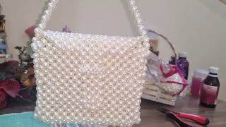 Making pearl bag👛 #beautifulbag  #pearl bag #pursemaking #pearls