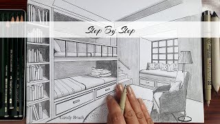 How to Draw A Kid's Room in Two Point Perspective | Step By Step