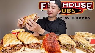 MUKBANG Firehouse Brisket Cheddar Sub + SAUCY Meatball Sub \u0026 KFC Poutine