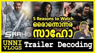Saaho Malayalam Trailer Decoding Review and Reaction | Prabhas | Shraddha Kapoor | Unni Vlogs