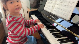 Utako's Piano Lesson#32 / 4歳ピアノ練習 インディアンのたいこ ヤマハ みんなのオルガン・ピアノの本２