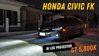 Honda Civic FK:ติดตั้งไฟตัดหมอก Bi Led Projector GT 5,800K MY 2023