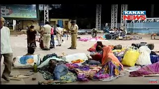 Passengers Stranded at Bhubaneswar Railway Station Amid Train Cancellations Due to Cyclone Dana