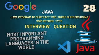 Java Program to subtract Two ,three Numbers Using void Return Type coding basic logic vs code
