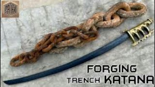 Forging A Trench KATANA Out Of Rusted Iron CHAIN//@Random Hands//#shorts#youtubeshorts#sword#500subs
