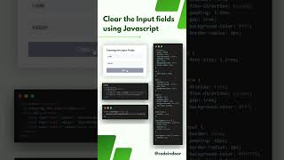 Clear the input fields using JavaScript #javascript #html #css #code #reactjs #codeindoor