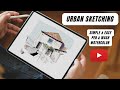 Urban sketching House like pen & watercolour Digital || Urbansketching tutorial for beginners.