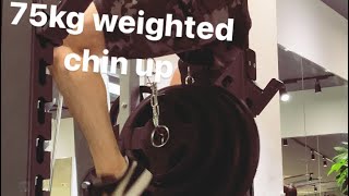 60kg~75kg weighted chin up (6/11 workout)  #Shorts