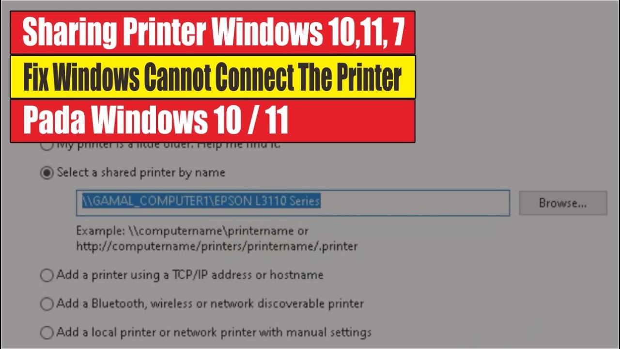 Sharing Printer Windows 10 - Fix Windows Cannot Connect To The Printer ...