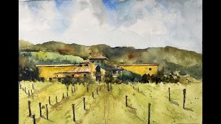 California Winery and Vinyard in Watercolor - with Professional Artist Chris Petri