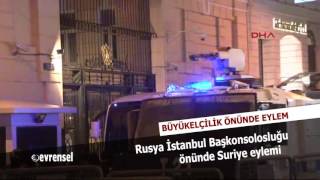 Rusya İstanbul Başkonsolosluğu önünde Suriye eylemi