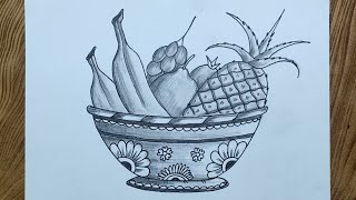 How to draw fruit basket easily with pencil shading