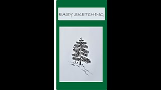 How to Sketch a pine tree in one minute #shorts