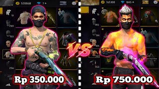 REVIEW AKUN FF HARGA RP 350.000 VS RP 750.000 😱❓❗ HOKI ATAU RUGI NIH GUYS 🧐❓❗