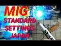 MIG APPROPRIATE/ARC VOLTAGE/ RANGE FOR WELDING CURRENT/STANDARD NA AMPERAHE VOLTAHE JAPAN.