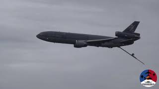 Final departure and flyby RNLAF T-235 McDonnell Douglas KDC-10 at Eindhoven Airport