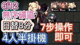 【明日方舟】6/12 日替8分 無序礦區 4人半掛機（含部署，7步操作即可）（蠻鱗行動 - 危機合約）|| Arknights