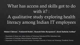 Health literacy among IT employees in India