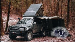 Truck camping in BELOW FREEZING Weather | 4Runner Truck Camping