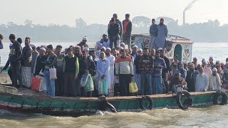 ধারন ক্ষমতার অতিরিক্ত চরমোনাই মুসল্লি নিয়ে নদী পাড় হলো ট্রলার | Overloaded Boat