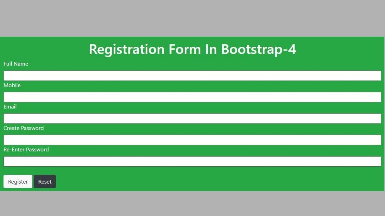 Bootstrap Registration Form | Simple | Fastest | - YouTube