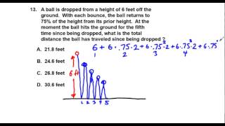 Precalculus Geometric Series Bouncing Ball Distance Traveled Series Problem