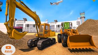 Construction Vehicles For Kids Build Airport | Airport Construction for Children | Kidsify