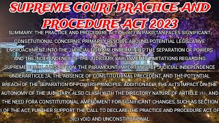 practice and procedure Act 2023 I legislative encroachment into the judicial domain, declare void