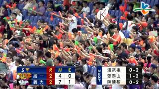 20131012 CPBL 獅VS犀牛 5下 滿球數對決! 王鏡銘送了一張K來結束這回合!