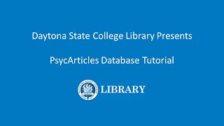 PsycArticles Database Tutorial