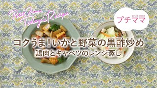 【プチママ♪ミールキット　2023/7/18】コクうま！いかと野菜の黒酢炒め・鶏肉とキャベツのレンジ蒸し