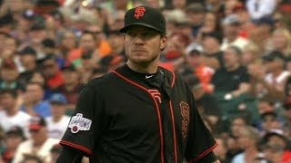 WSH@SF: Peavy fans Robinson to end the 1st inning