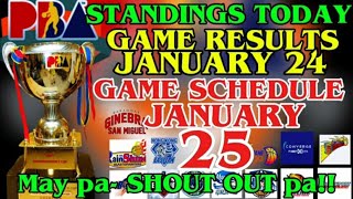 PBA STANDINGS TODAY |  PBA GAME RESULTS JANUARY 24,2025 | PBA GAME SCHEDULE JANUARY 25,2025